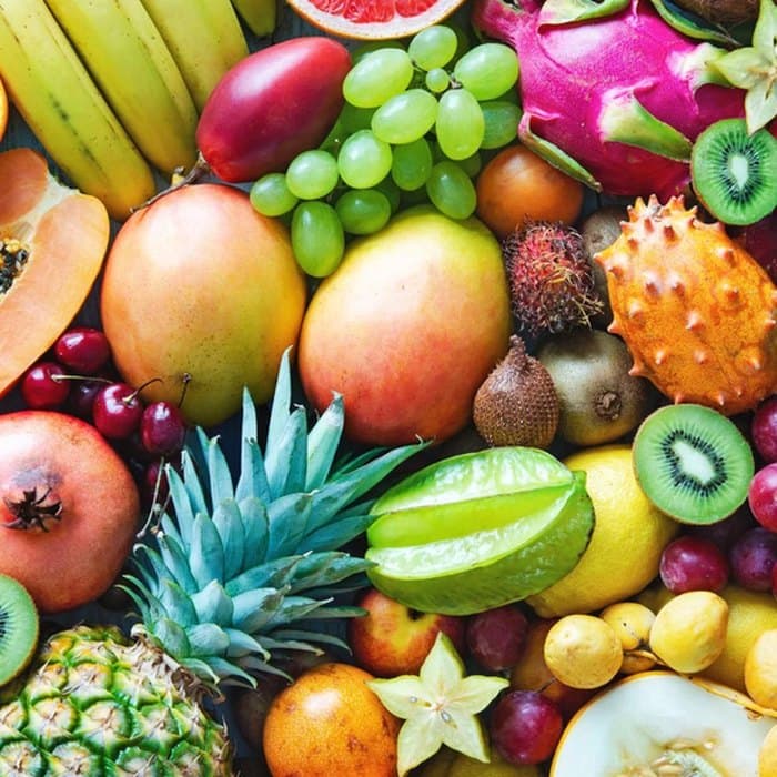 A spread of tropical fruits